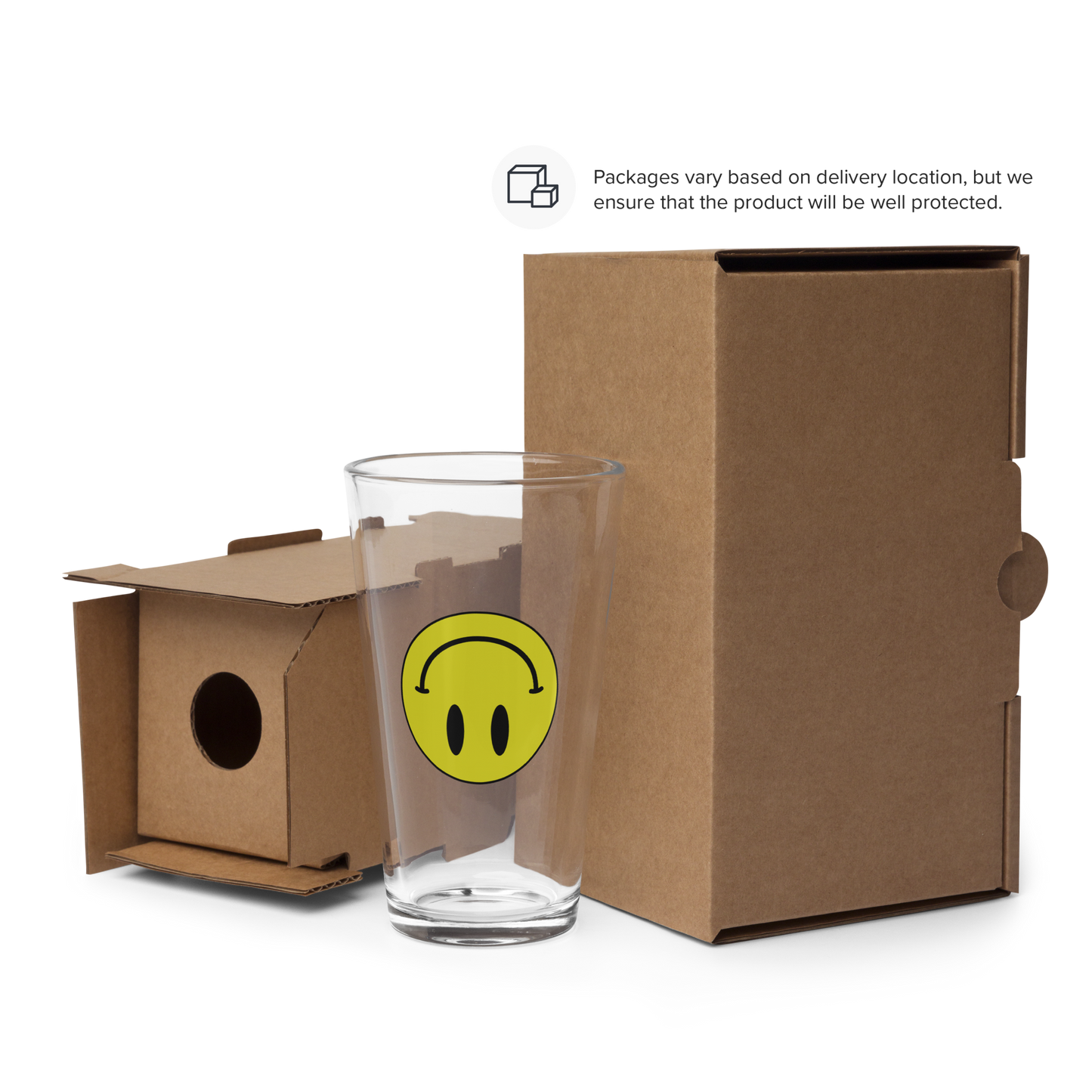 Upside Down Smiley pint glass