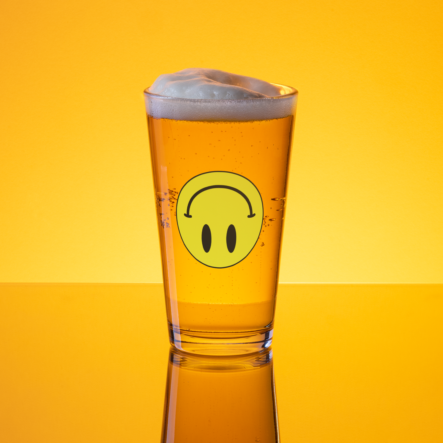 Upside Down Smiley pint glass