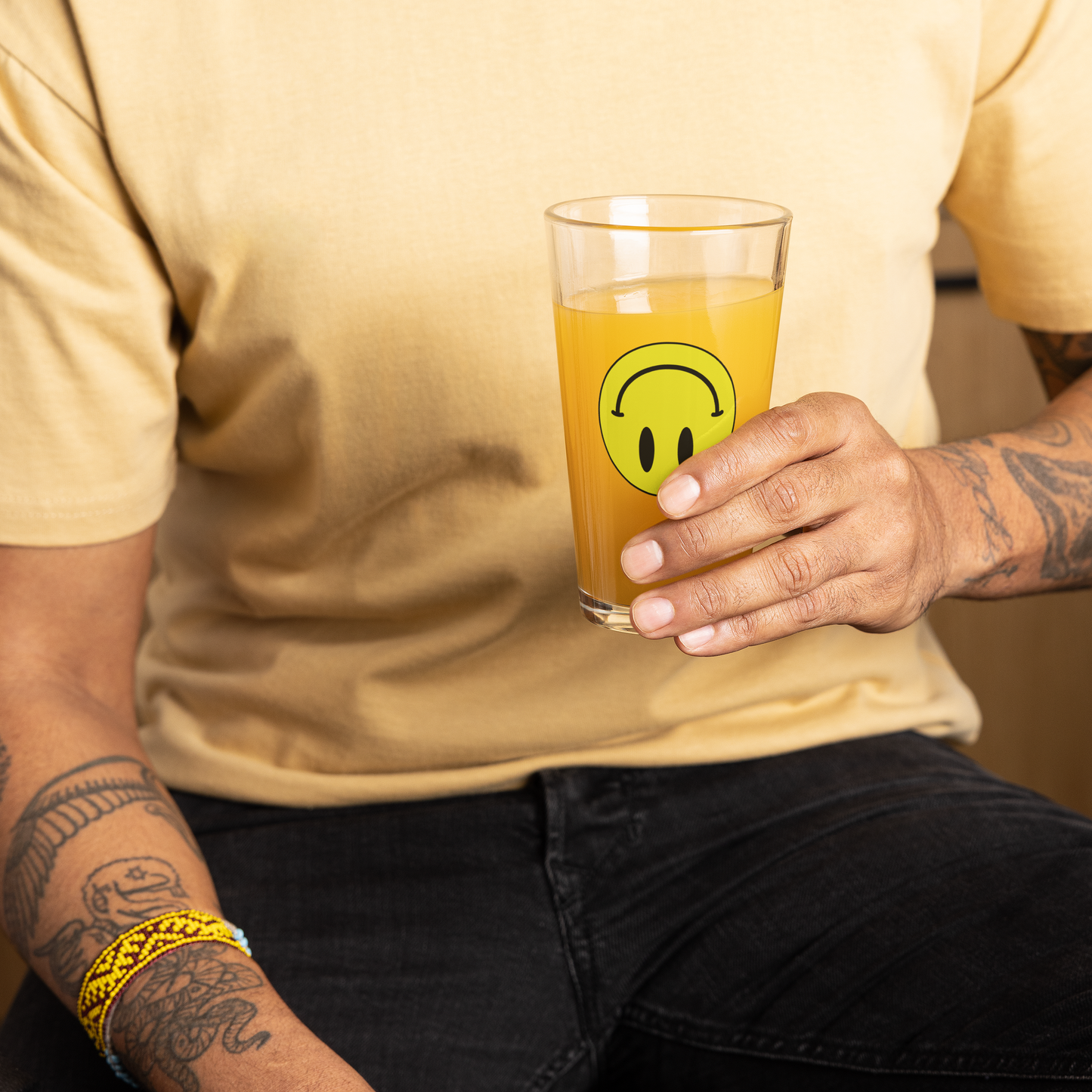 Upside Down Smiley pint glass