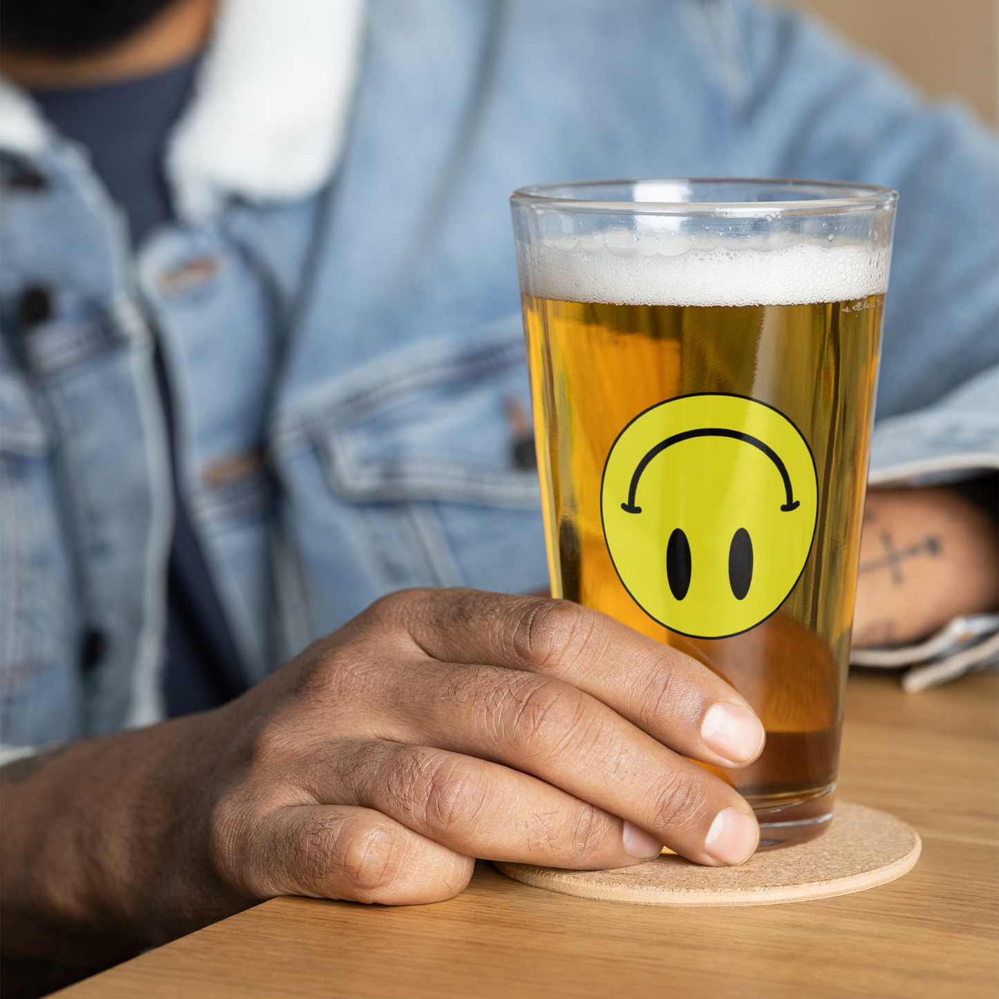 Upside Down Smiley pint glass
