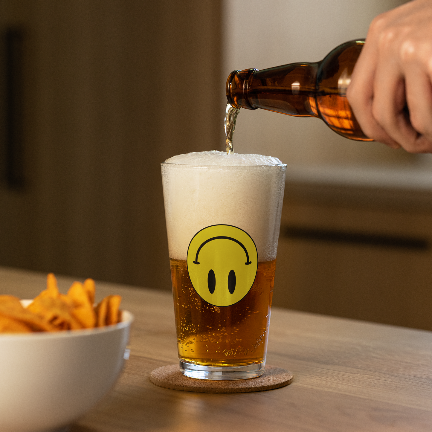 Upside Down Smiley pint glass