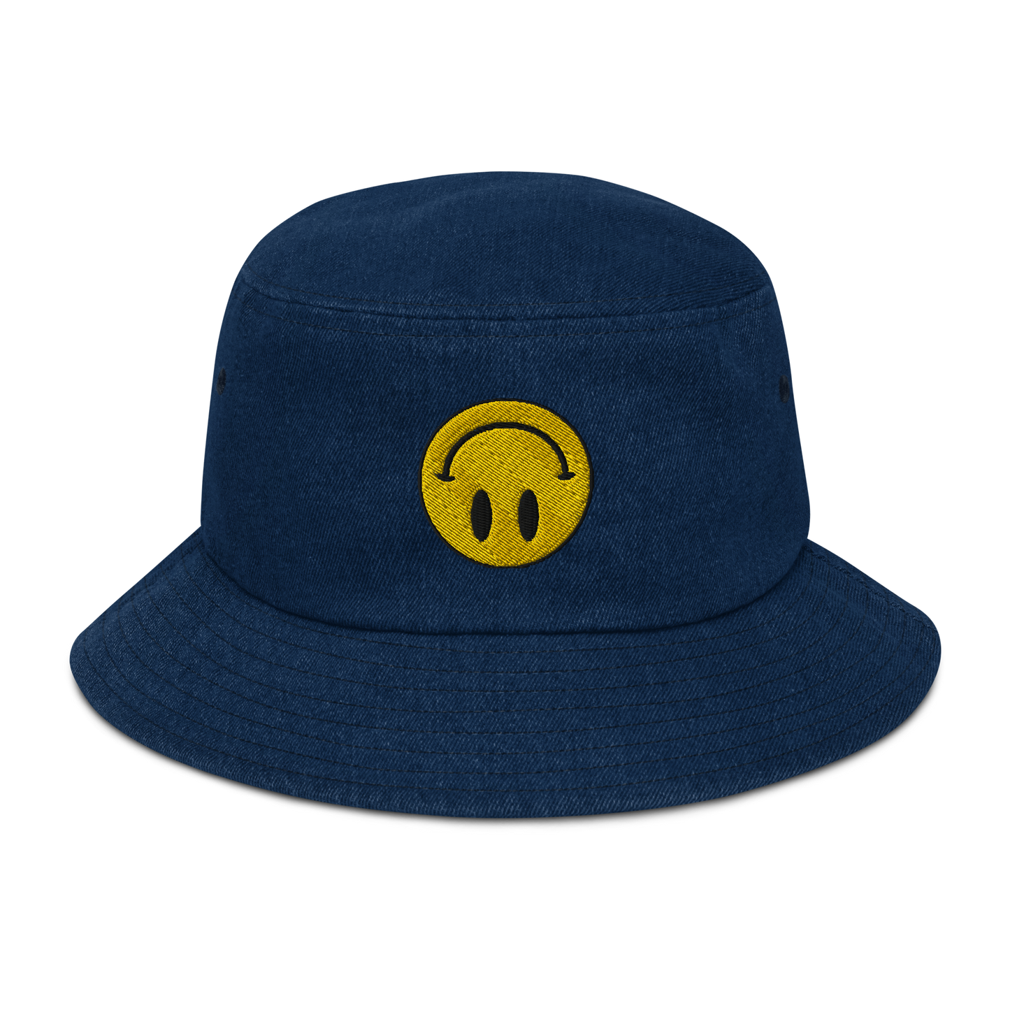 Upside Down Smiley denim bucket hat