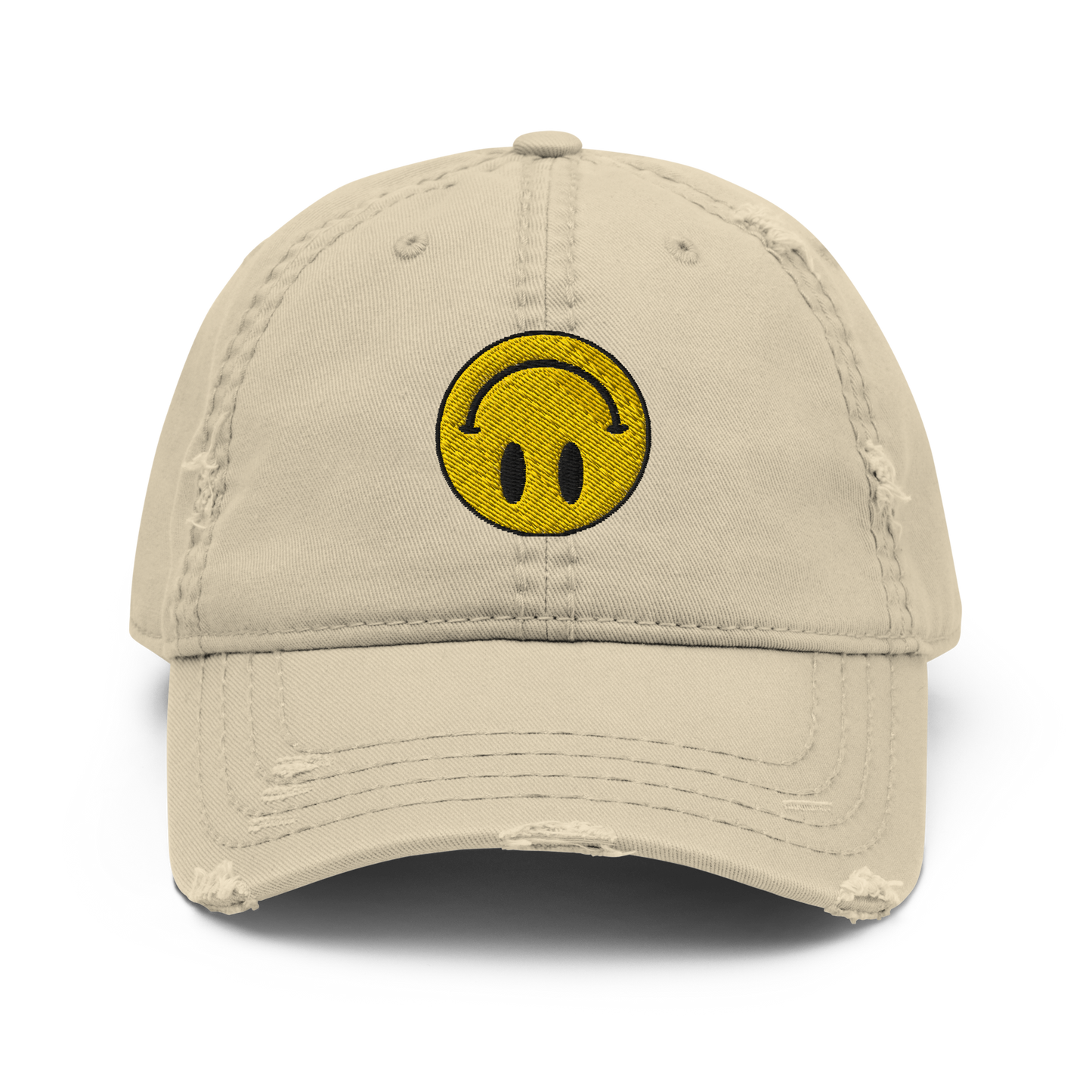 Upside Down Smiley distressed hat