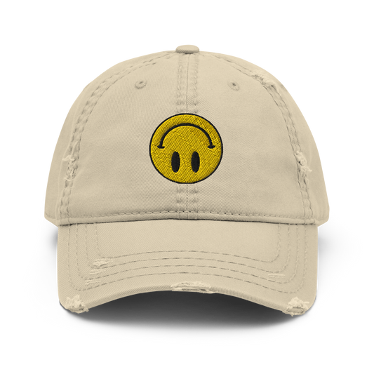 Upside Down Smiley distressed hat