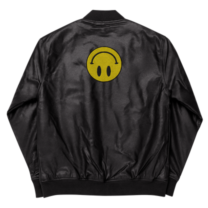 Upside Down Smiley leather bomber jacket (unisex)