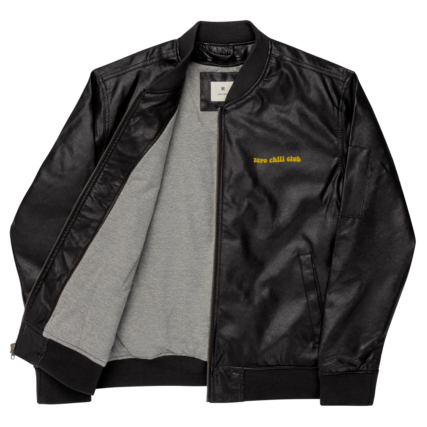 Zero Chill Club leather bomber jacket (unisex)