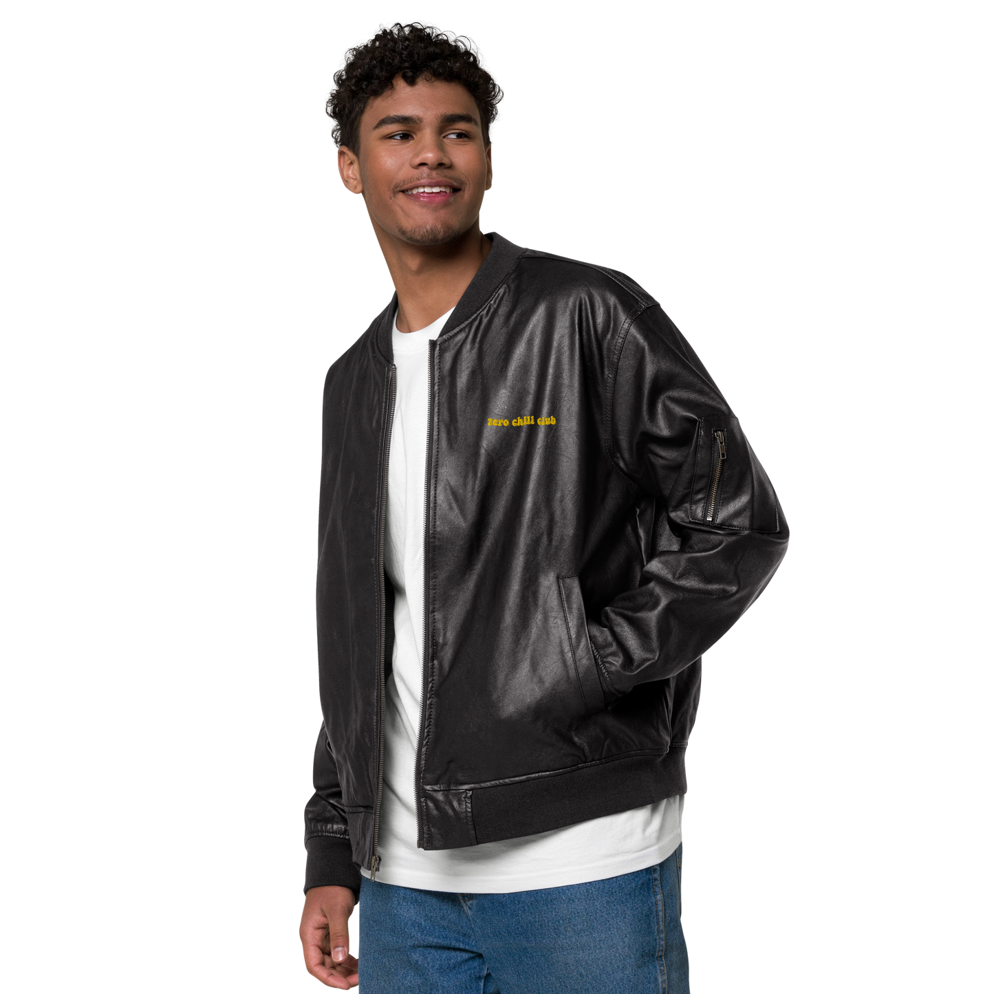 Zero Chill Club leather bomber jacket (unisex)