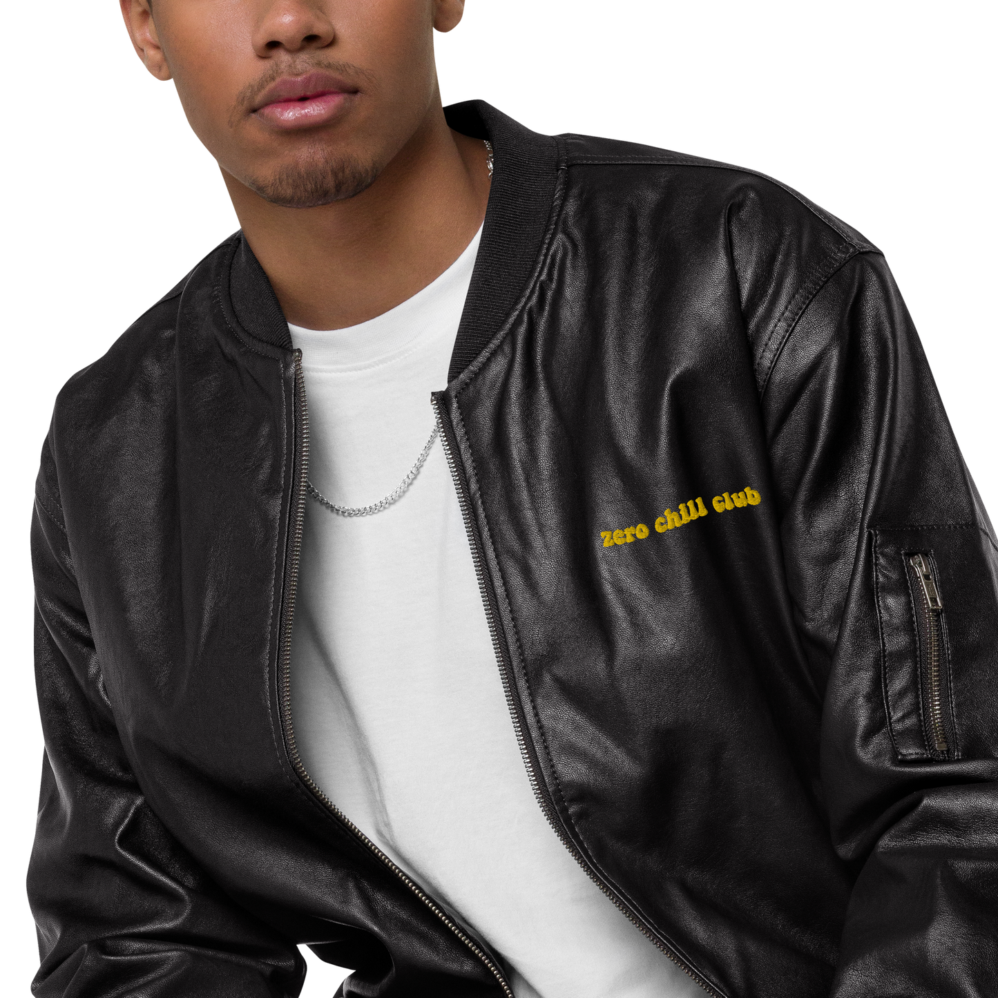 Zero Chill Club leather bomber jacket (unisex)