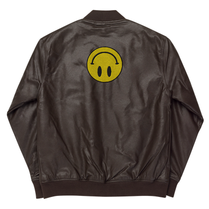 Upside Down Smiley leather bomber jacket (unisex)