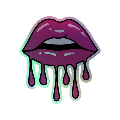 Lip Drip holographic sticker