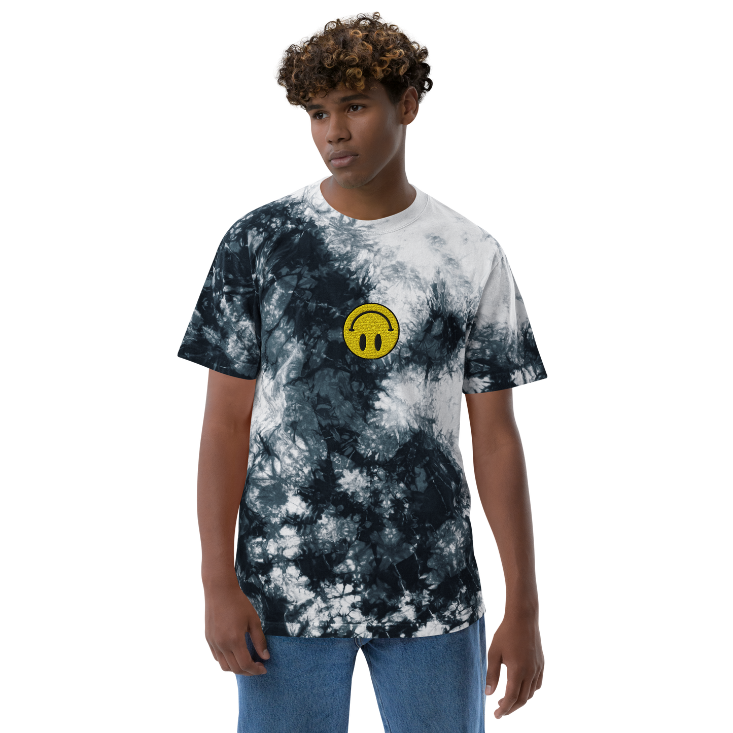 Upside Down Smiley tie-dye tee