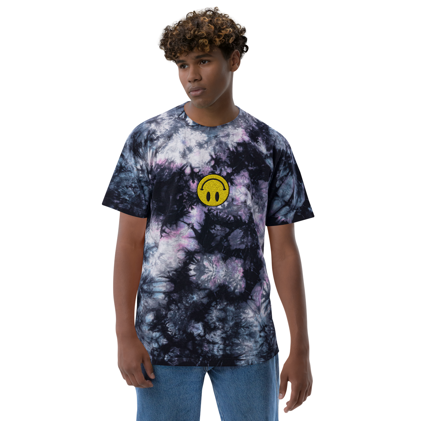 Upside Down Smiley tie-dye tee