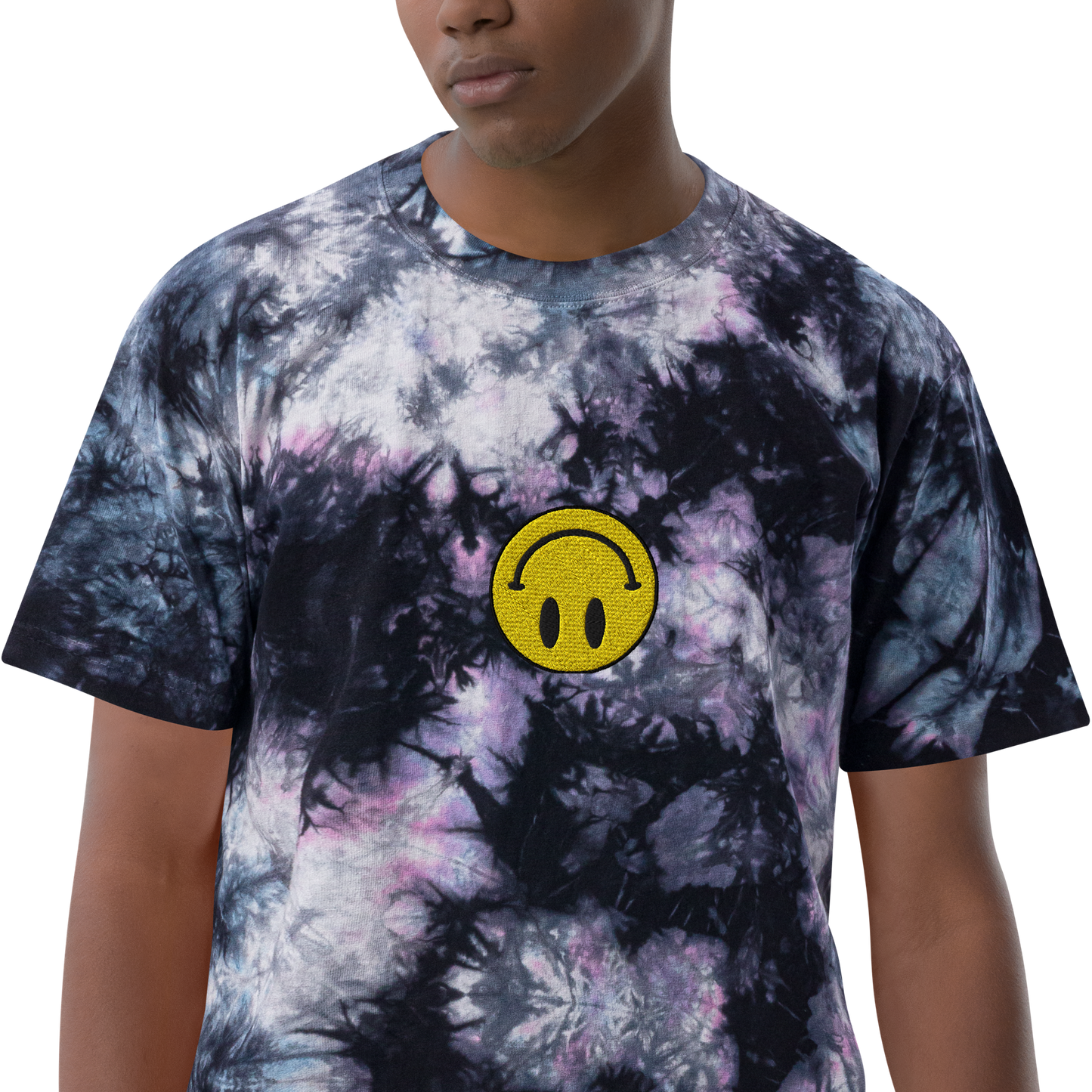 Upside Down Smiley tie-dye tee