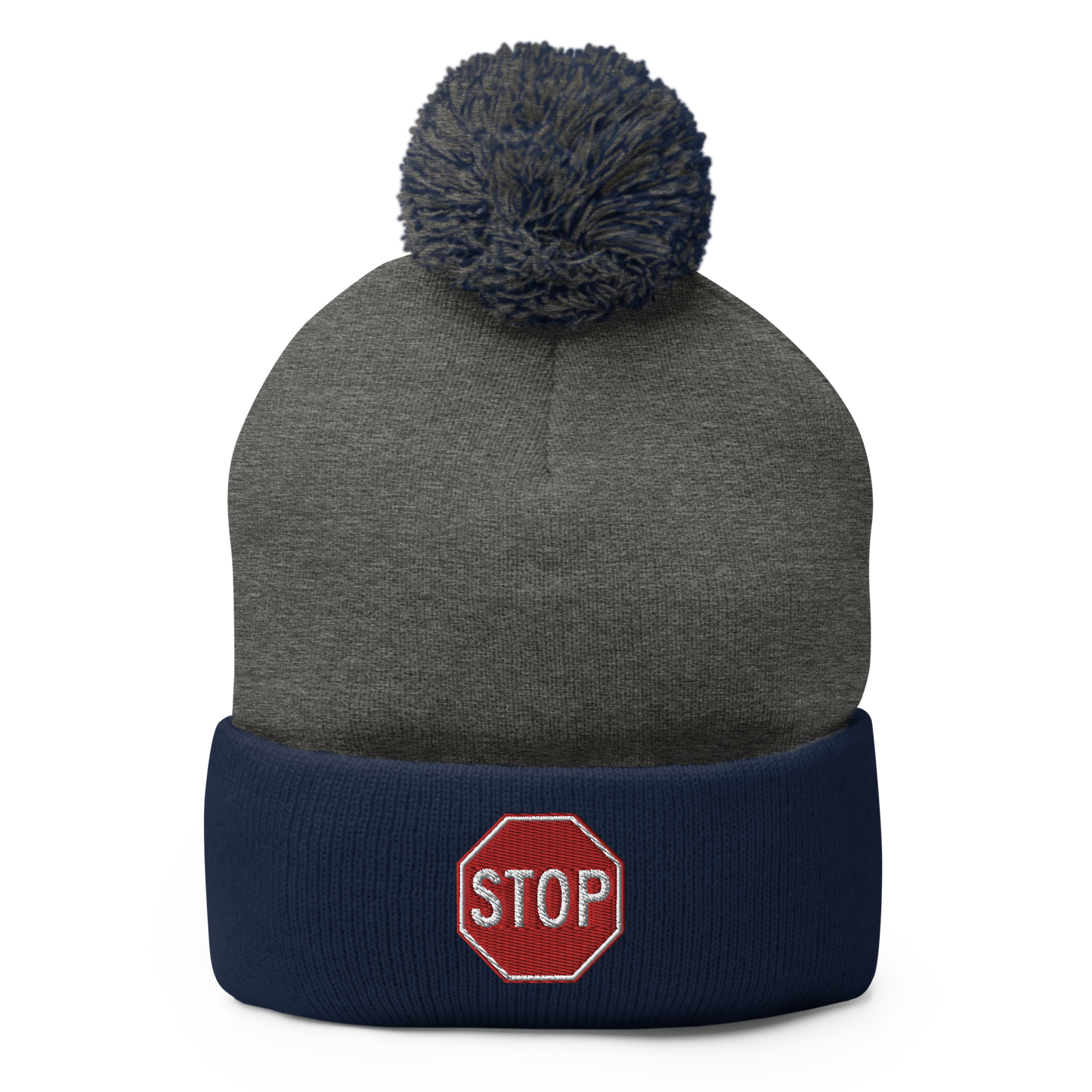 STOP! pom-pom beanie