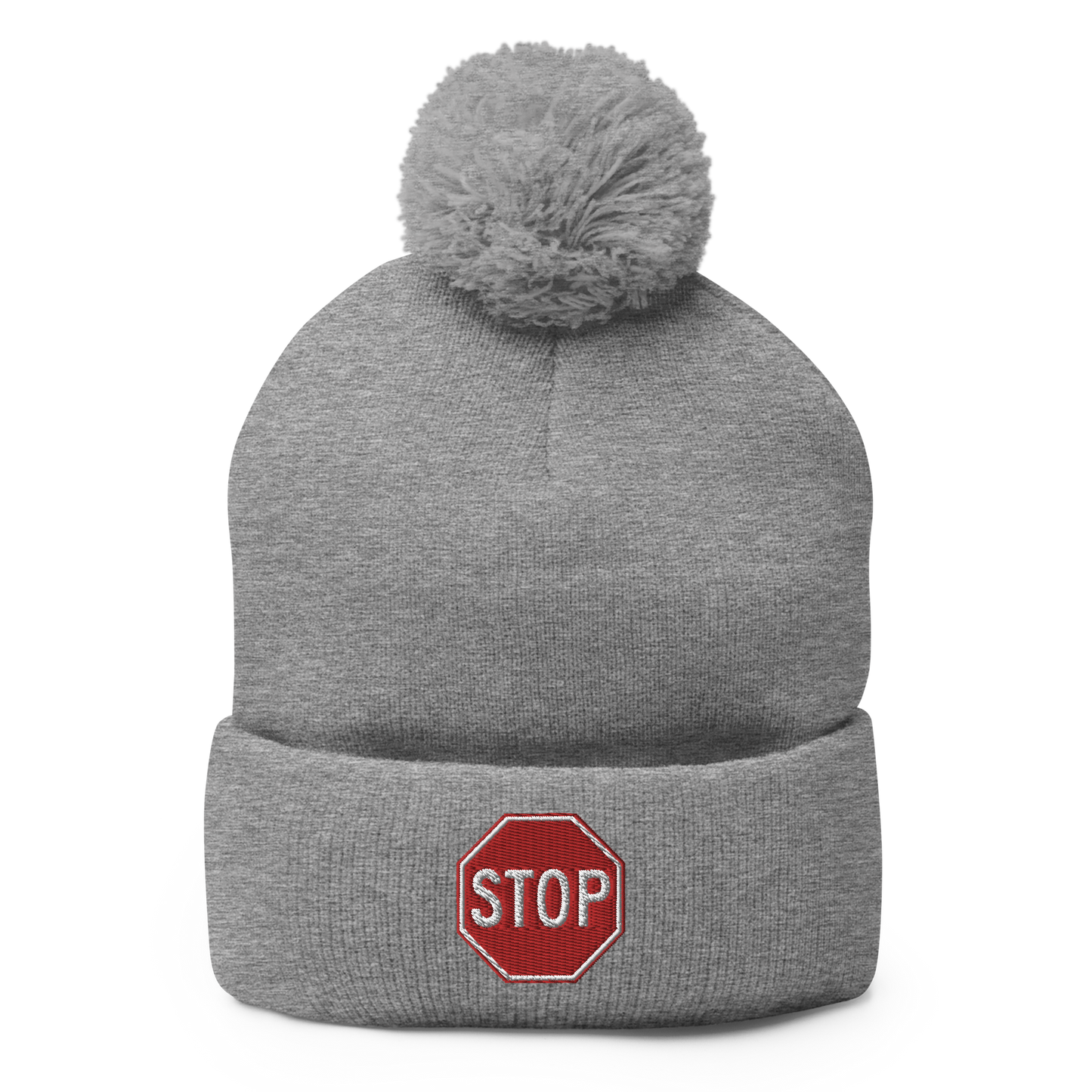 STOP! pom-pom beanie