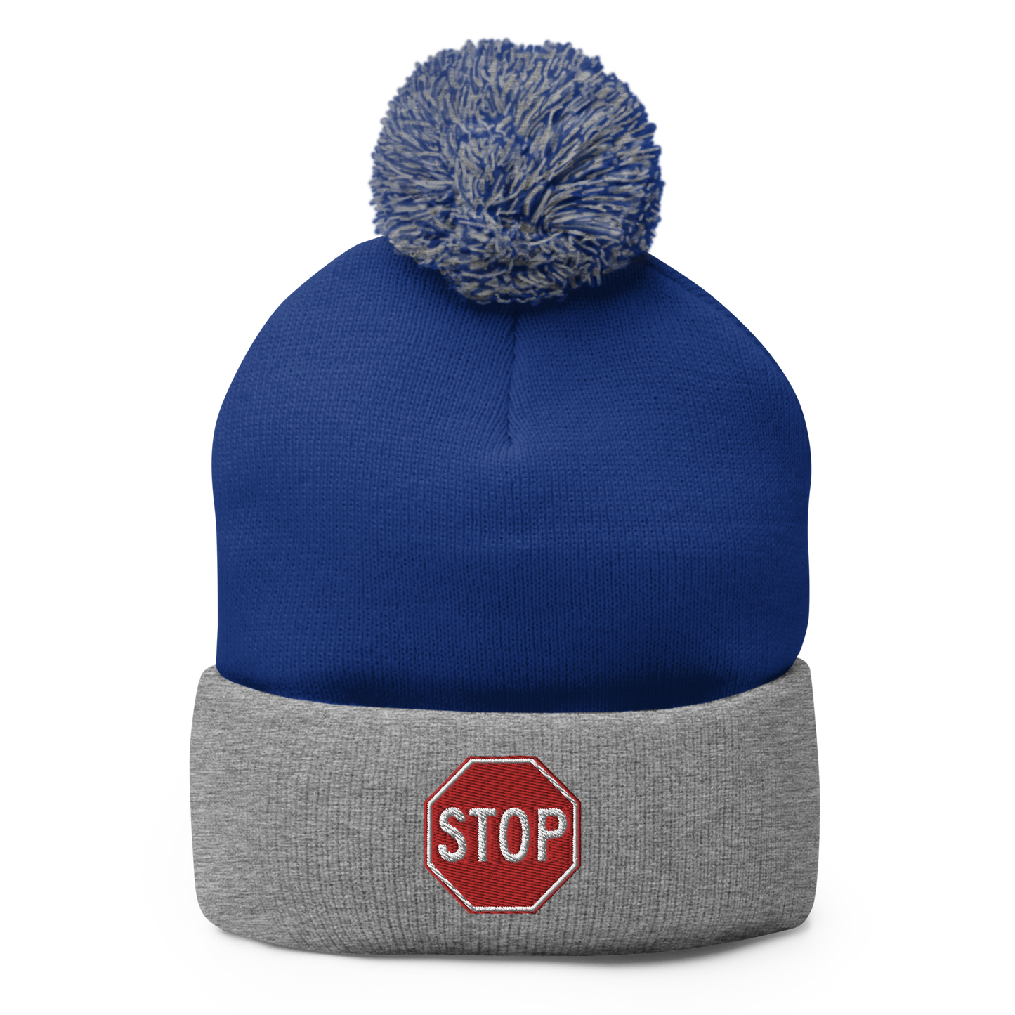 STOP! pom-pom beanie