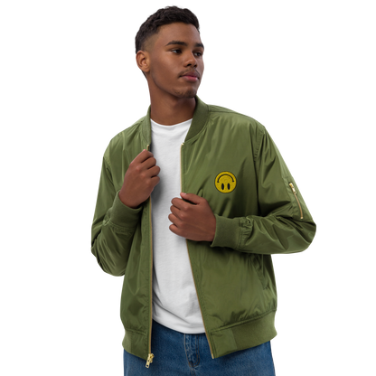 Upside Down Smiley premium recycled bomber jacket (unisex)