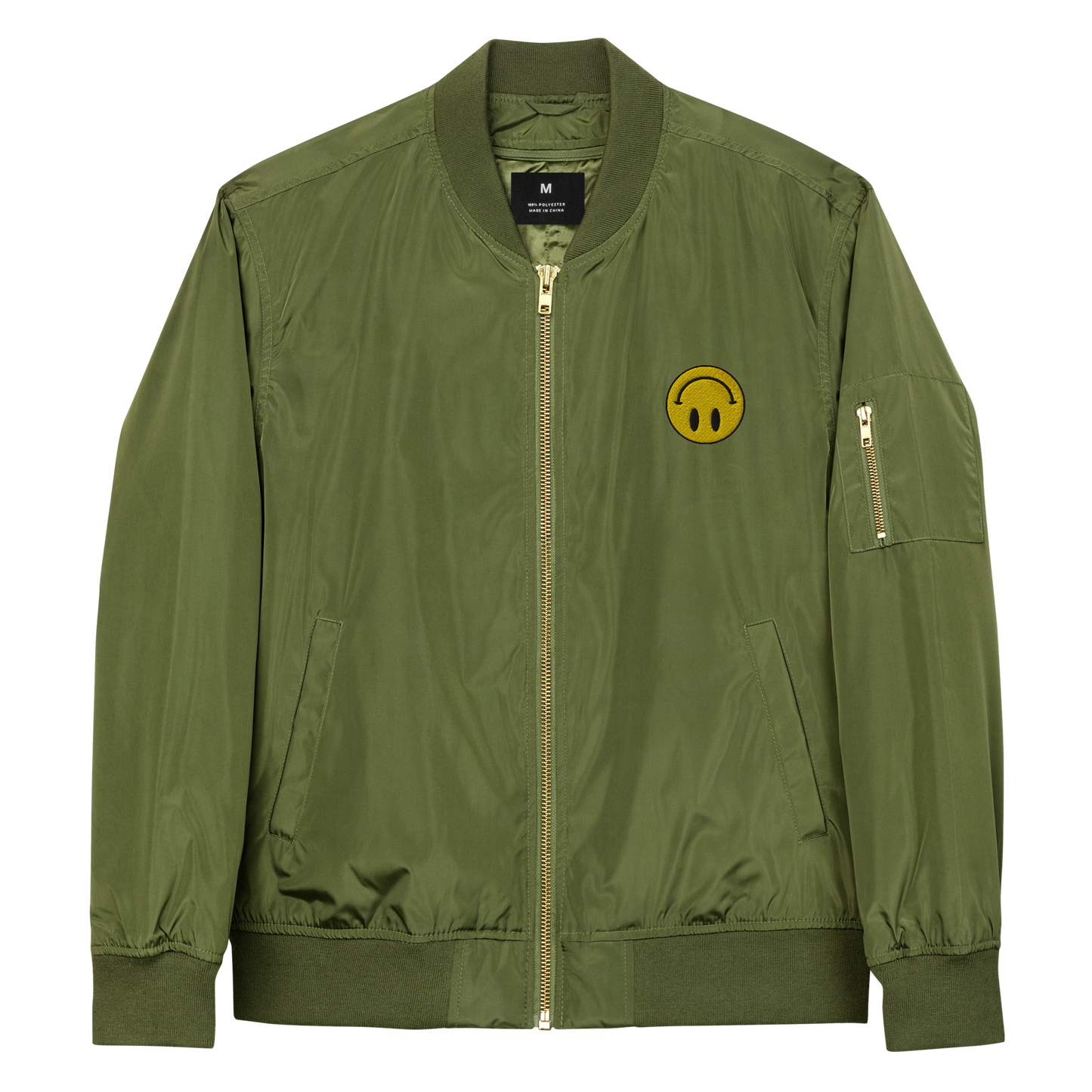 Upside Down Smiley premium recycled bomber jacket (unisex)