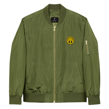 Upside Down Smiley premium recycled bomber jacket (unisex)