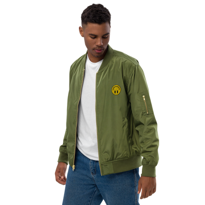 Upside Down Smiley premium recycled bomber jacket (unisex)