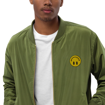 Upside Down Smiley premium recycled bomber jacket (unisex)