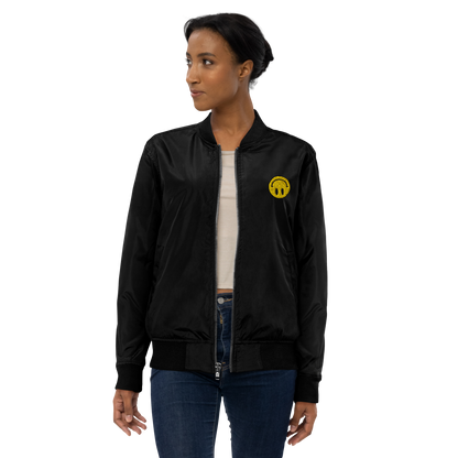 Upside Down Smiley premium recycled bomber jacket (unisex)