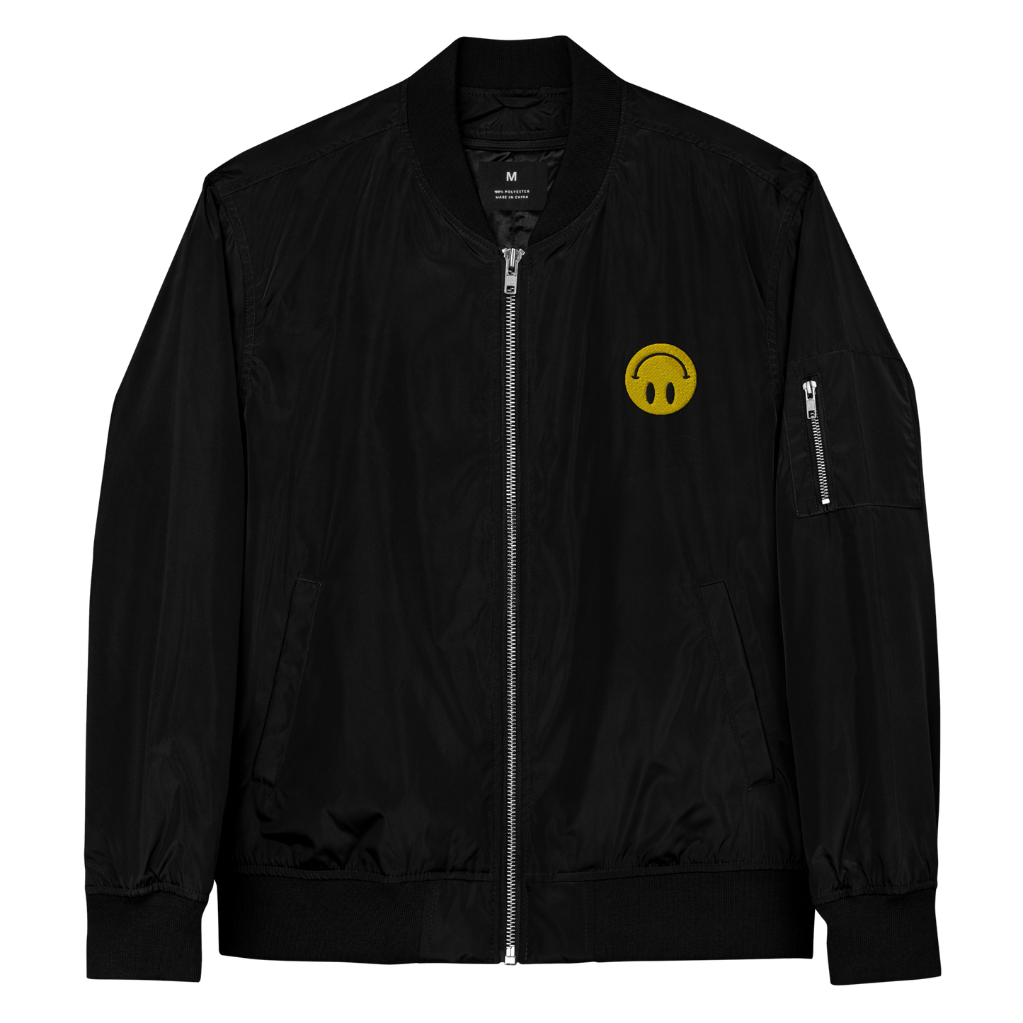 Upside Down Smiley premium recycled bomber jacket (unisex)