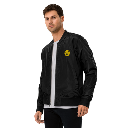 Upside Down Smiley premium recycled bomber jacket (unisex)