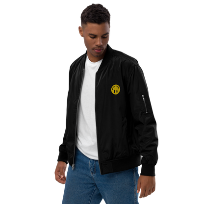 Upside Down Smiley premium recycled bomber jacket (unisex)