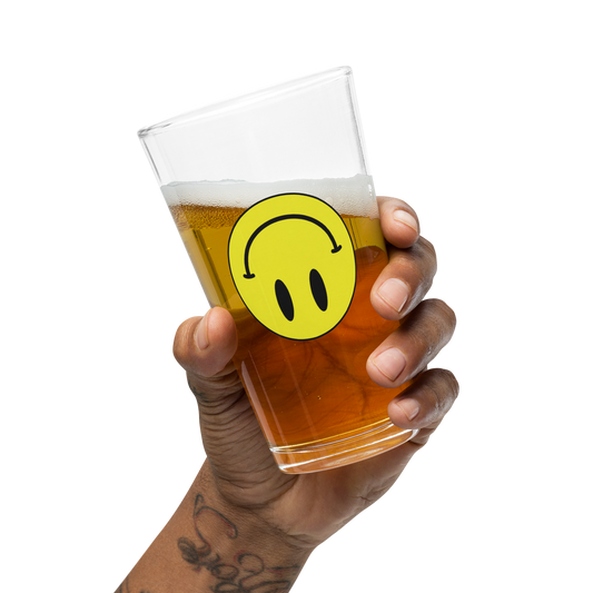 Upside Down Smiley pint glass