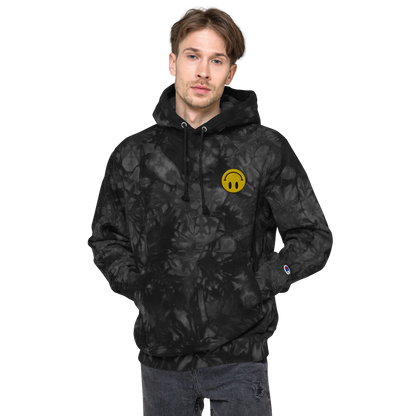 Upside Down Smiley x Champion tie-dye hoodie (unisex)