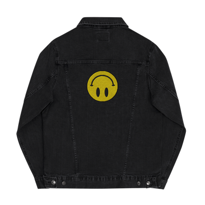 Upside Down Smiley embroidered denim jacket (unisex)