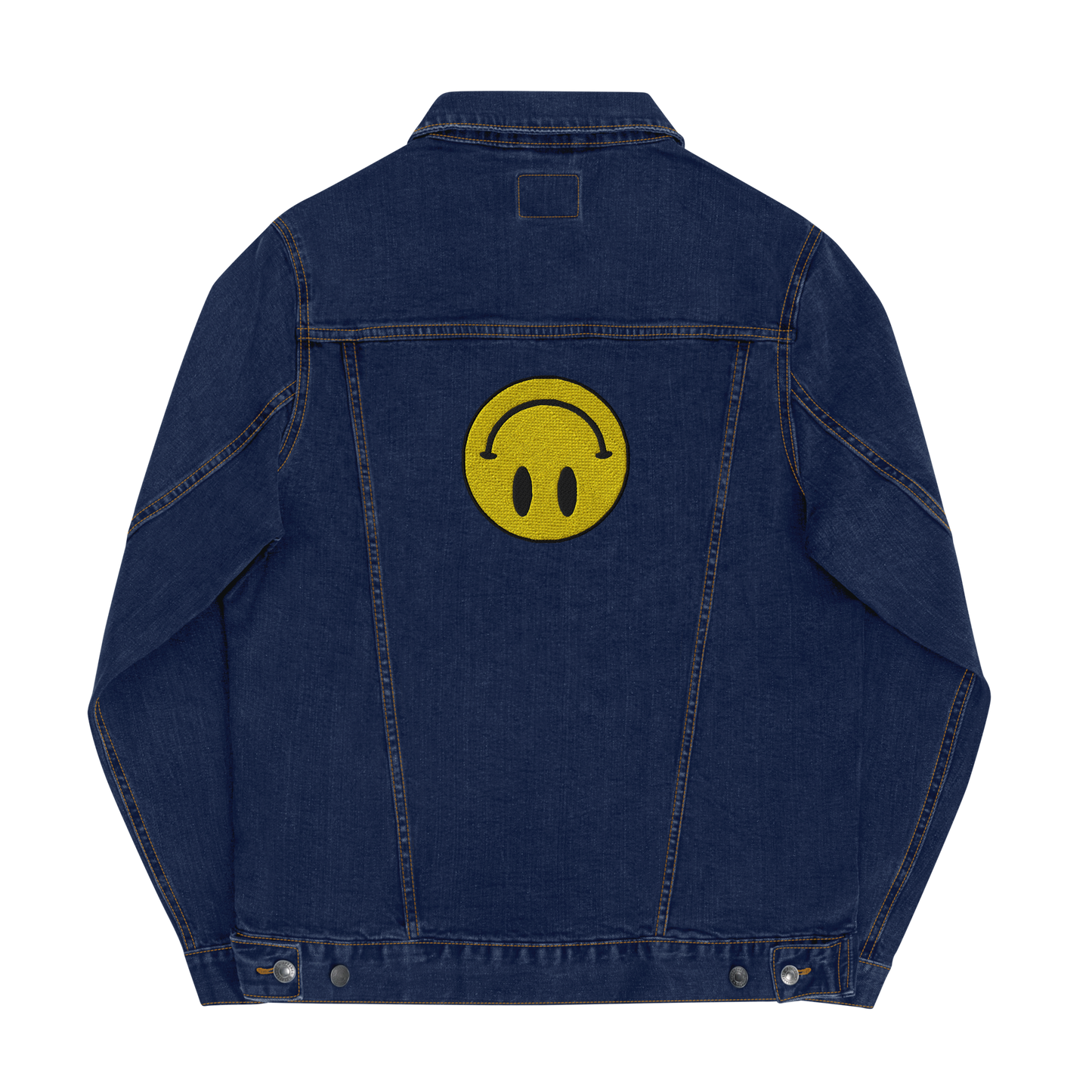 Upside Down Smiley embroidered denim jacket (unisex)