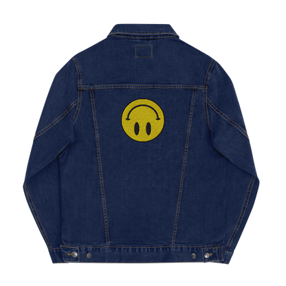 Upside Down Smiley embroidered denim jacket (unisex)