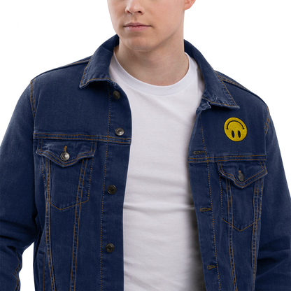 Upside Down Smiley embroidered denim jacket (unisex)