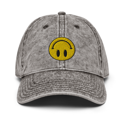 Upside Down Smiley vintage cotton twill cap