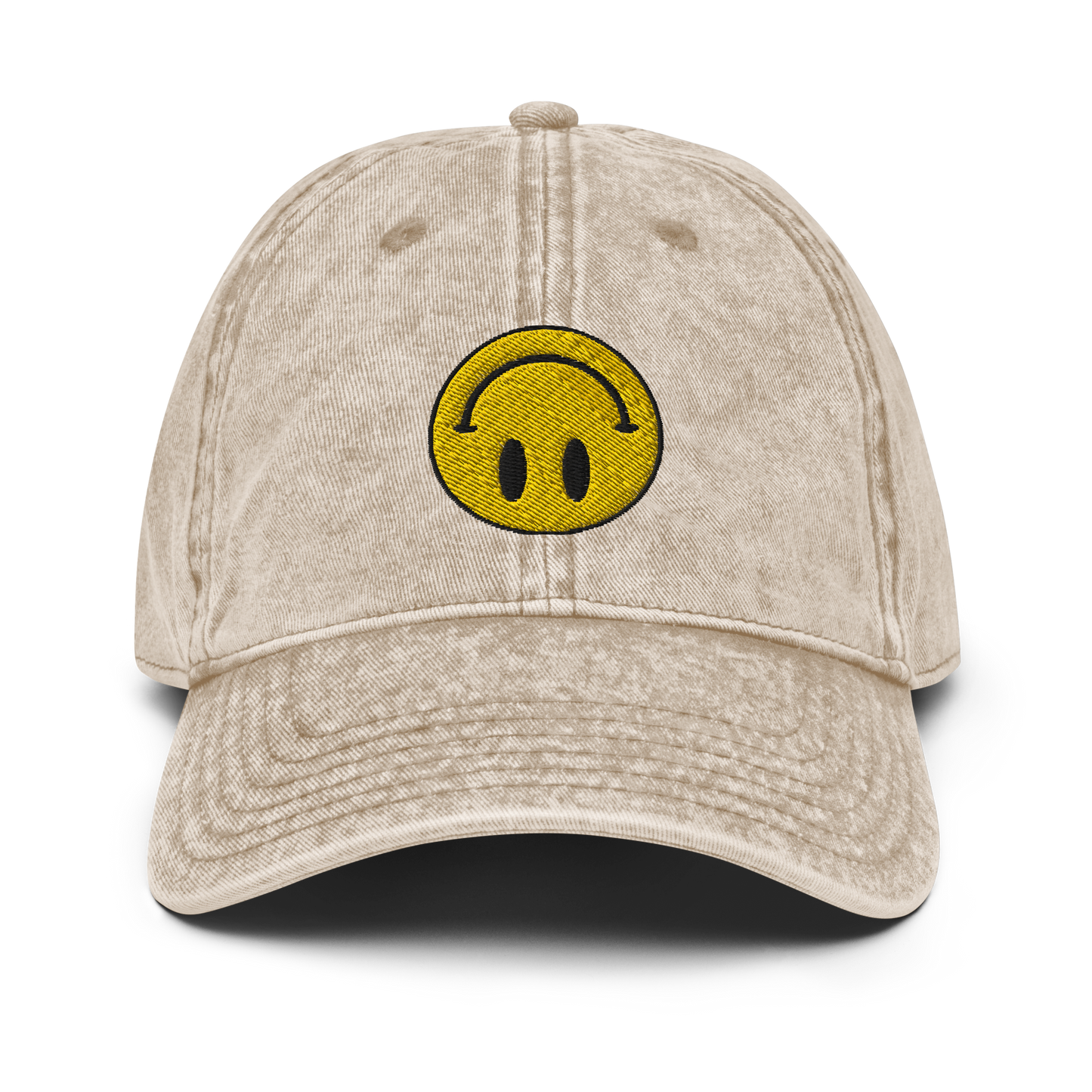 Upside Down Smiley vintage cotton twill cap