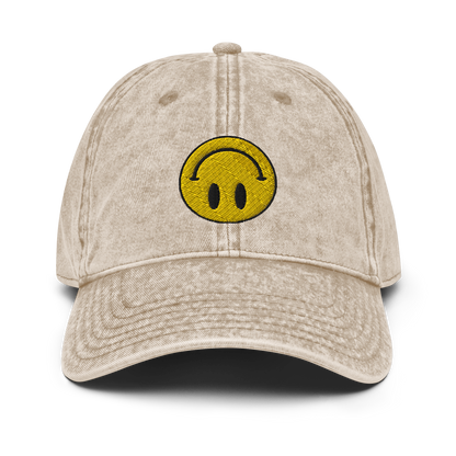 Upside Down Smiley vintage cotton twill cap