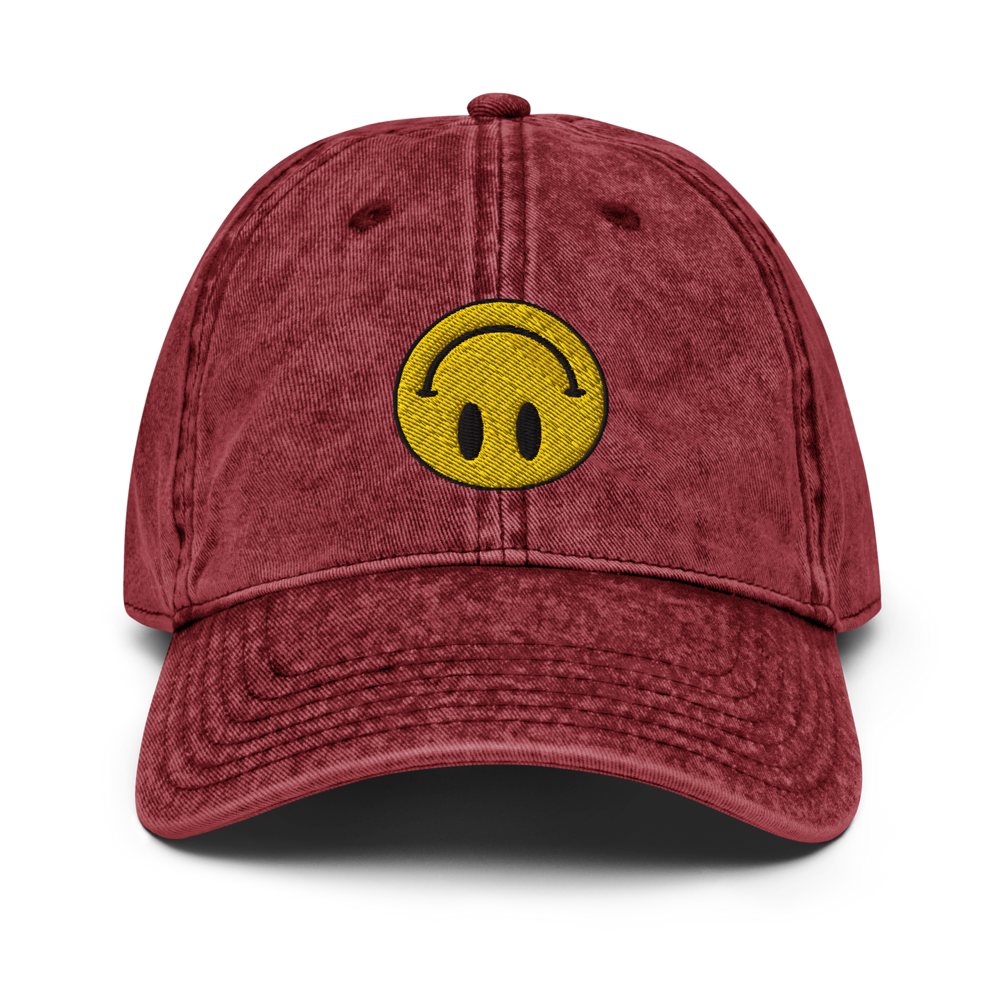 Upside Down Smiley vintage cotton twill cap