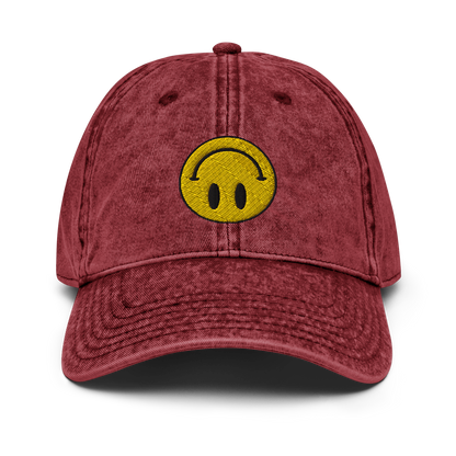 Upside Down Smiley vintage cotton twill cap