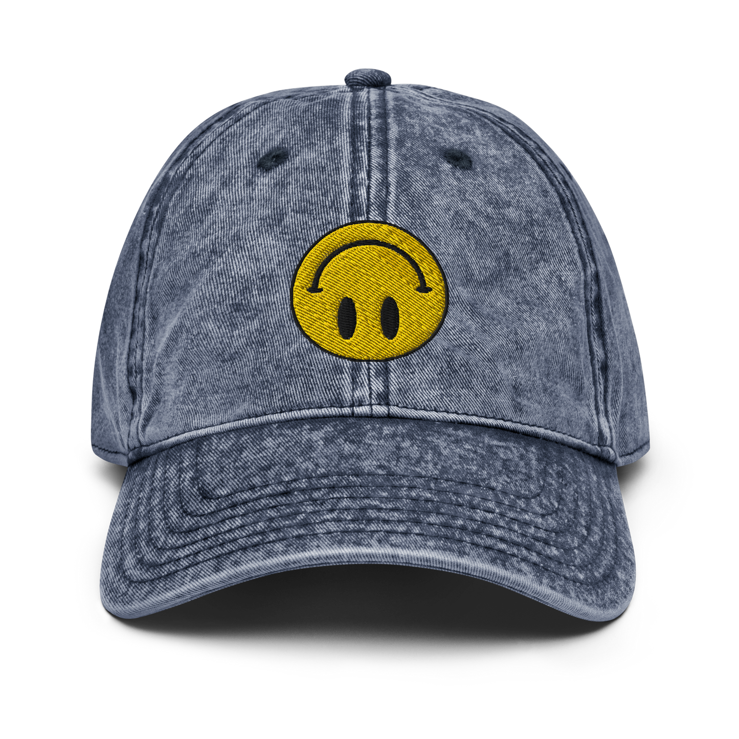 Upside Down Smiley vintage cotton twill cap