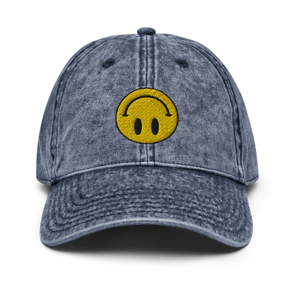 Upside Down Smiley vintage cotton twill cap