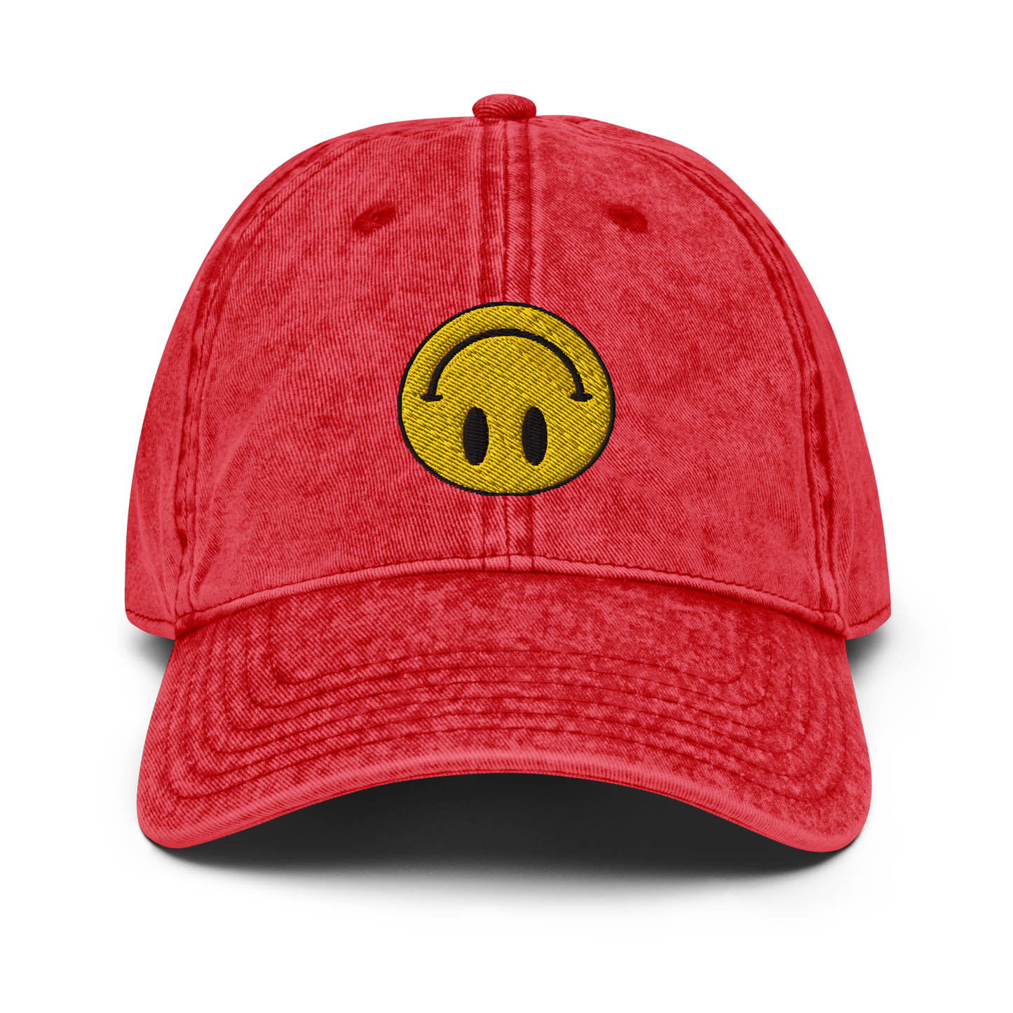 Upside Down Smiley vintage cotton twill cap