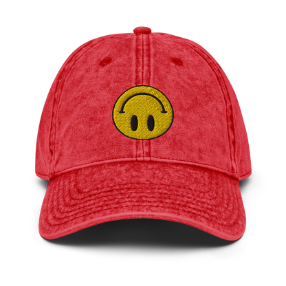 Upside Down Smiley vintage cotton twill cap