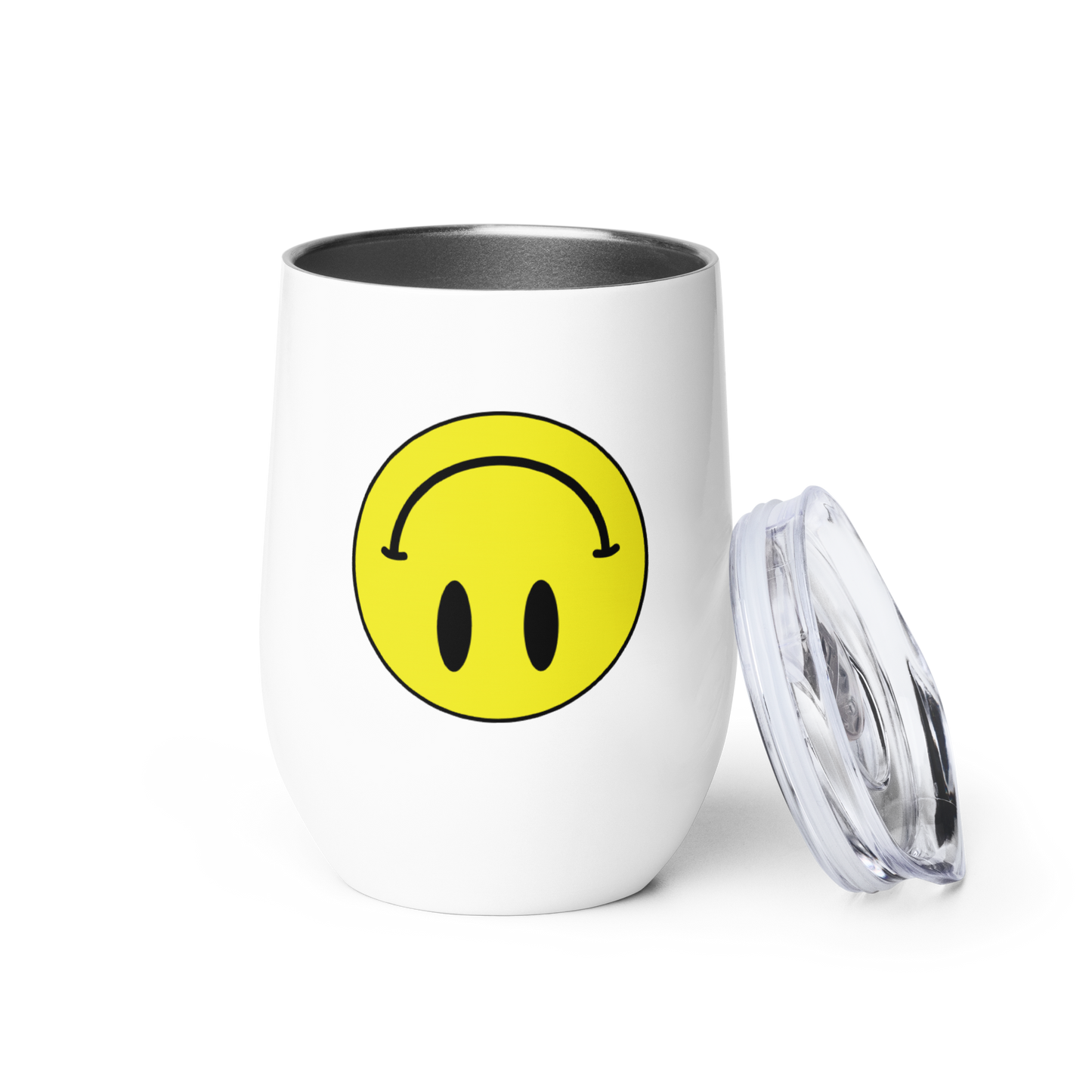 Upside Down Smiley stainless steel wine tumbler